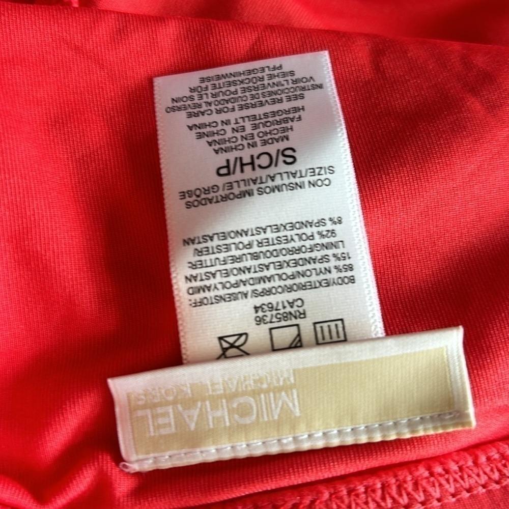 Michael Kors Sea coral 2 piece over the shoulder twist tankini swimsuit S - Picture 8 of 14